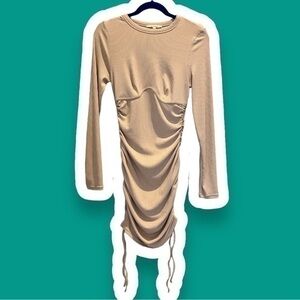 ET CLET L Ribbed Bodycon Side-Tie-Ruched Dress